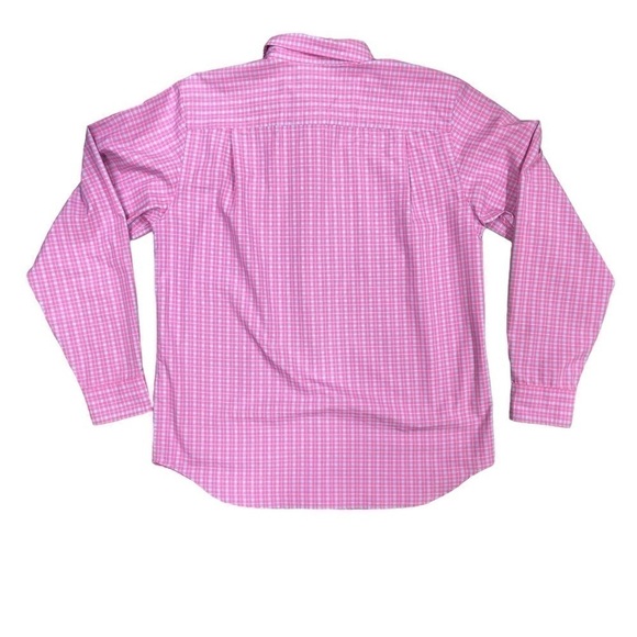 Lands End Womens Button Down Shirt Size 10 Pink/Blue Plaid EUC Collared Preown - Picture 2 of 5